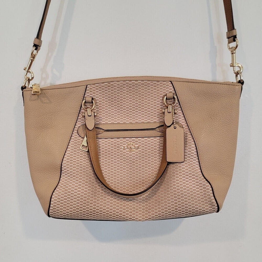 Authentic Coach Legacy Jacquard Prairie Satchel Purse Handbag Beige